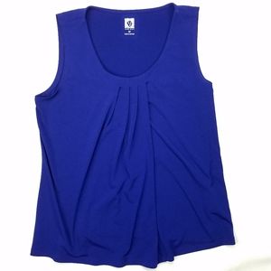 Anne Klein Sleeveless Pleat Pin Tuck Blouse